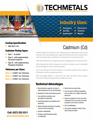 Cadmium Plating Cad Plating Ams Qq P 416 Techmetals Inc