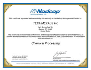 Nadcap Certificate Chemical Processing