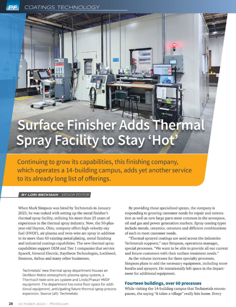 thermal spray finish